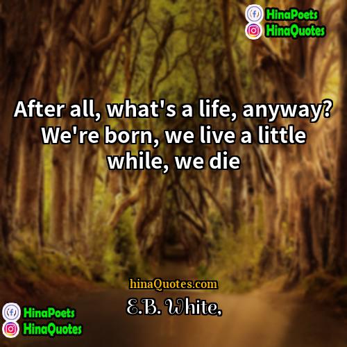 EB White Quotes | After all, what's a life, anyway? We're
